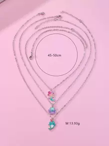 3 cô gái vỏ hợp kim kẽm & vòng cổ mặt dây chuyền nàng tiên cá cho món quà của bạn bè - Nhiều màu - Xem 4