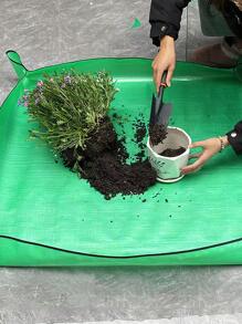 1pc Simple Green Waterproof Portable Plant Holder, PE Multifunction Soil Holder For Household - Green - View 1