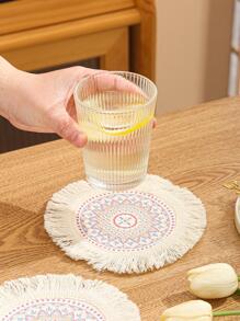 1 PC Polyester Coaster, Boho Tua Rua Trang Trí Bện Chi Tiết Uống Coaster Cho Nhà Bếp - Nhiều màu - Xem 5