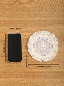 1 PC Polyester Coaster, Boho Tua Rua Trang Trí Bện Chi Tiết Uống Coaster Cho Nhà Bếp - Nhiều màu - Xem 2