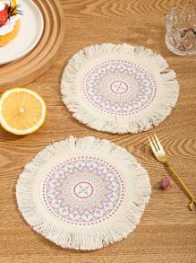 1 PC Polyester Coaster, Boho Tua Rua Trang Trí Bện Chi Tiết Uống Coaster Cho Nhà Bếp - Nhiều màu - Xem 3