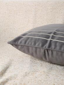 1pc Simple Square Pattern Dark Grey Cushion Pillow, Modern Soft Throw Pillow For Household - Dark Grey - View 3