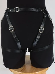 1pc Women Tassel Decor Punk Harness Garter Belt, For Party Decoration - Black - View 4