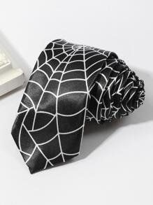 1pc Men's Fashion Spider Web Graphic Necktie, Suitable For Party, Holiday, Gift, Matching Men Necktie - Black - View 1