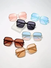 1 Pair Women Square Ombre Gradient Versatile , Practical & Minimalist Design Glasses - Yellow - View 3