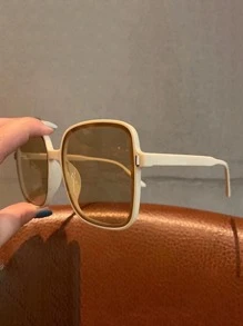 1 Pair Women Square Ombre Gradient Versatile , Practical & Minimalist Design Glasses - Yellow - View 2