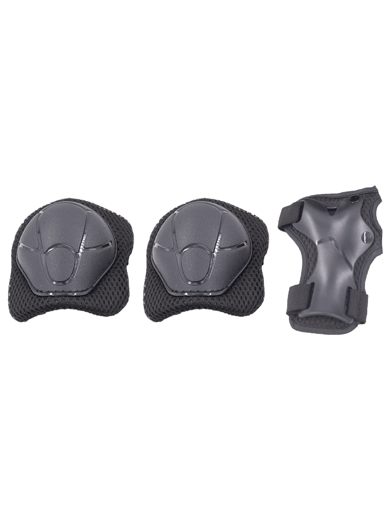 1對黑色pe溜冰護膝+1對護肘墊+1對手掌護衛,適用於溜冰 - 黑色 - 查看 1