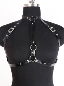 1入組女性環鏈龐克背帶適合派對裝飾用品 - 黑色 - 查看 3