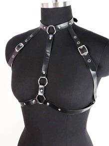 1入組女性環鏈龐克背帶適合派對裝飾用品 - 黑色 - 查看 5