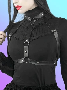 1入組女性環鏈龐克背帶適合派對裝飾用品 - 黑色 - 查看 2