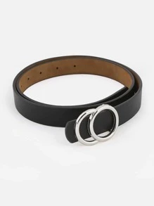 1 件女士经典装饰扣黑色腰带