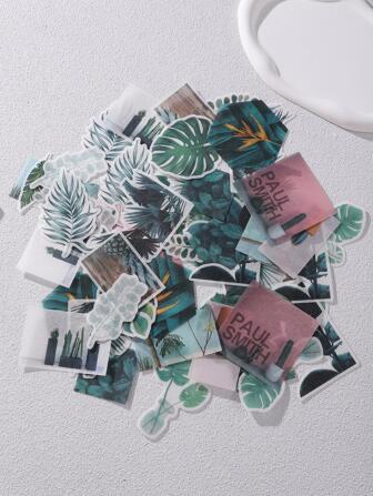 1入組字母圖案樹葉設計時尚塗鴉貼紙適用於筆記本和裝飾用品