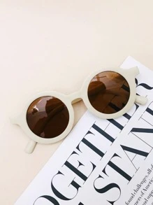 1 件装可爱米色圆形眼镜，塑料时尚派对眼镜 - 米色 - 查看 1