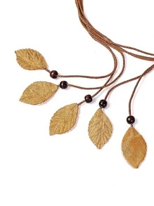 1pc Women Leaf & Flower Decor Boho Rope Belt For Dress Decoration - Camel - View 3