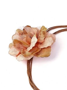 1pc Women Leaf & Flower Decor Boho Rope Belt For Dress Decoration - Camel - View 2
