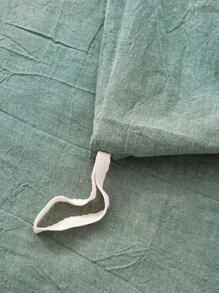 100% Washed Cotton Duvet Cover Set, Durable Fade-Resistant Natural Bedding Set (No Comforter) - Green - View 5