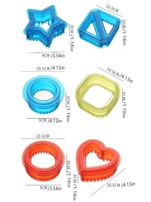 3 Piezas Juego De Cortadores Para Sándwiches (círculo Rojo, Cuadrado Amarillo, Triángulo Azul) Con Rebanador De Pan Y Cortador De Corteza, Herramientas Para Hacer Pan Casero Para El Desayuno De Los Niños - Multicolor - Ver 2
