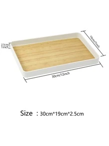 1 Khay PP, Phong Cách Nhật Bản Giả Vân Gỗ Khay Thức Ăn Hình Chữ Nhật Cho Gia Đình - trắng - Xem 10