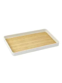 1 Khay PP, Phong Cách Nhật Bản Giả Vân Gỗ Khay Thức Ăn Hình Chữ Nhật Cho Gia Đình - trắng - Xem 6
