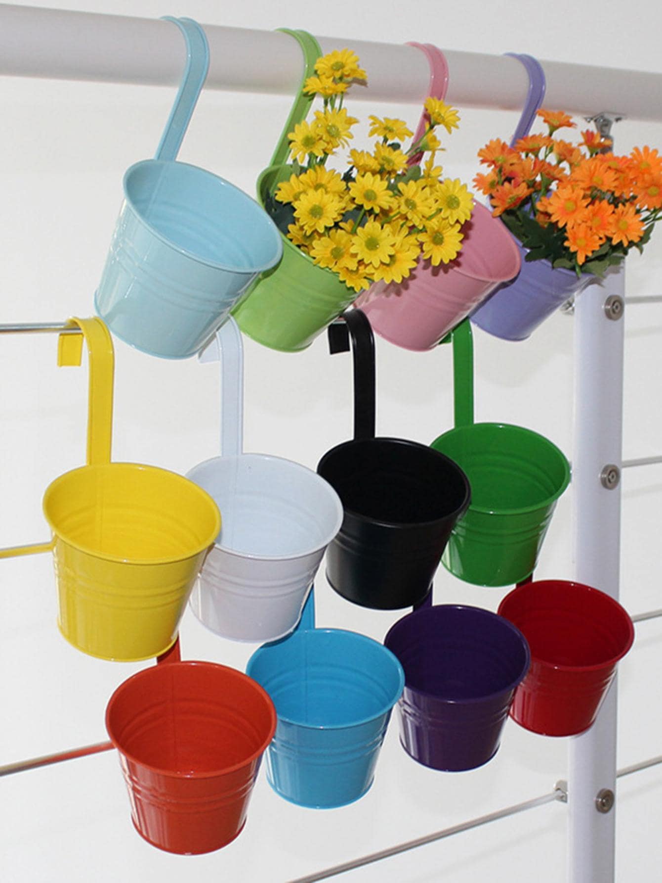 1 pieza Cesta colgante para macetas, soporte decorativo moderno de hierro para macetas de flores para el jardín - Multicolor - Ver 1