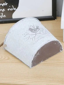 1pc Bird & Letter Graphic Hanging Planter Basket, Modern Iron Decorative Flower Pot Holder For Garden - White - View 6