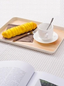 1 Khay PP, Phong Cách Nhật Bản Giả Vân Gỗ Khay Thức Ăn Hình Chữ Nhật Cho Gia Đình - trắng - Xem 5
