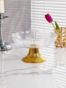 1pc PET Tray, Modern Flower Design Food Tray For Kitchen - Clear - View 1