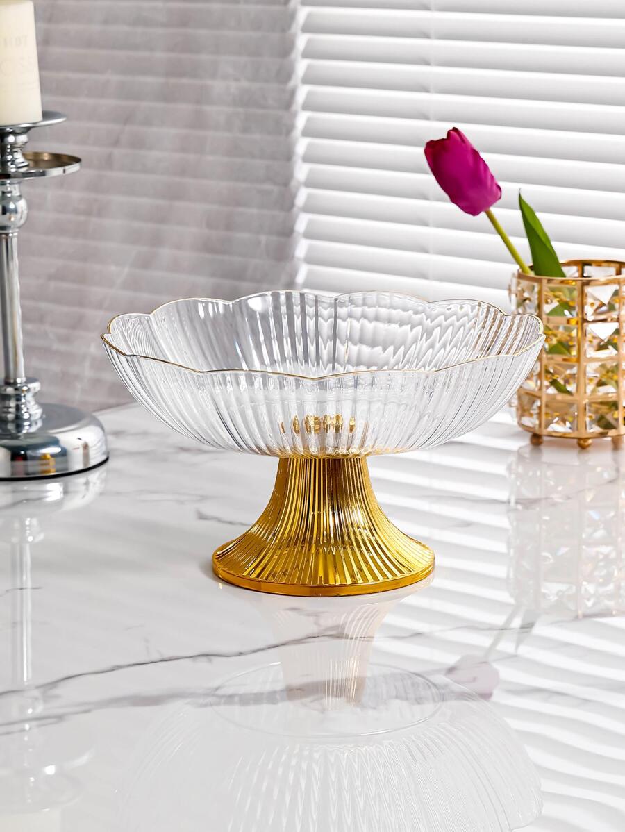 1pc PET Tray, Modern Flower Design Food Tray For Kitchen - Clear - View 1