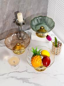 1pc PET Tray, Modern Flower Design Food Tray For Kitchen - Clear - View 4