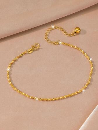 1pc Simple & Versatile Wave Patterned Bell Anklet For Women, Jewelry Gift
