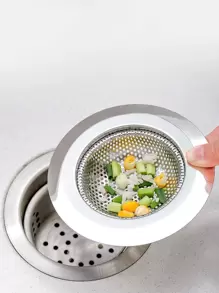 1pc Stainless Steel Sink Filter, Minimalist Plain Sink Filter For Kitchen - Silver - View 1