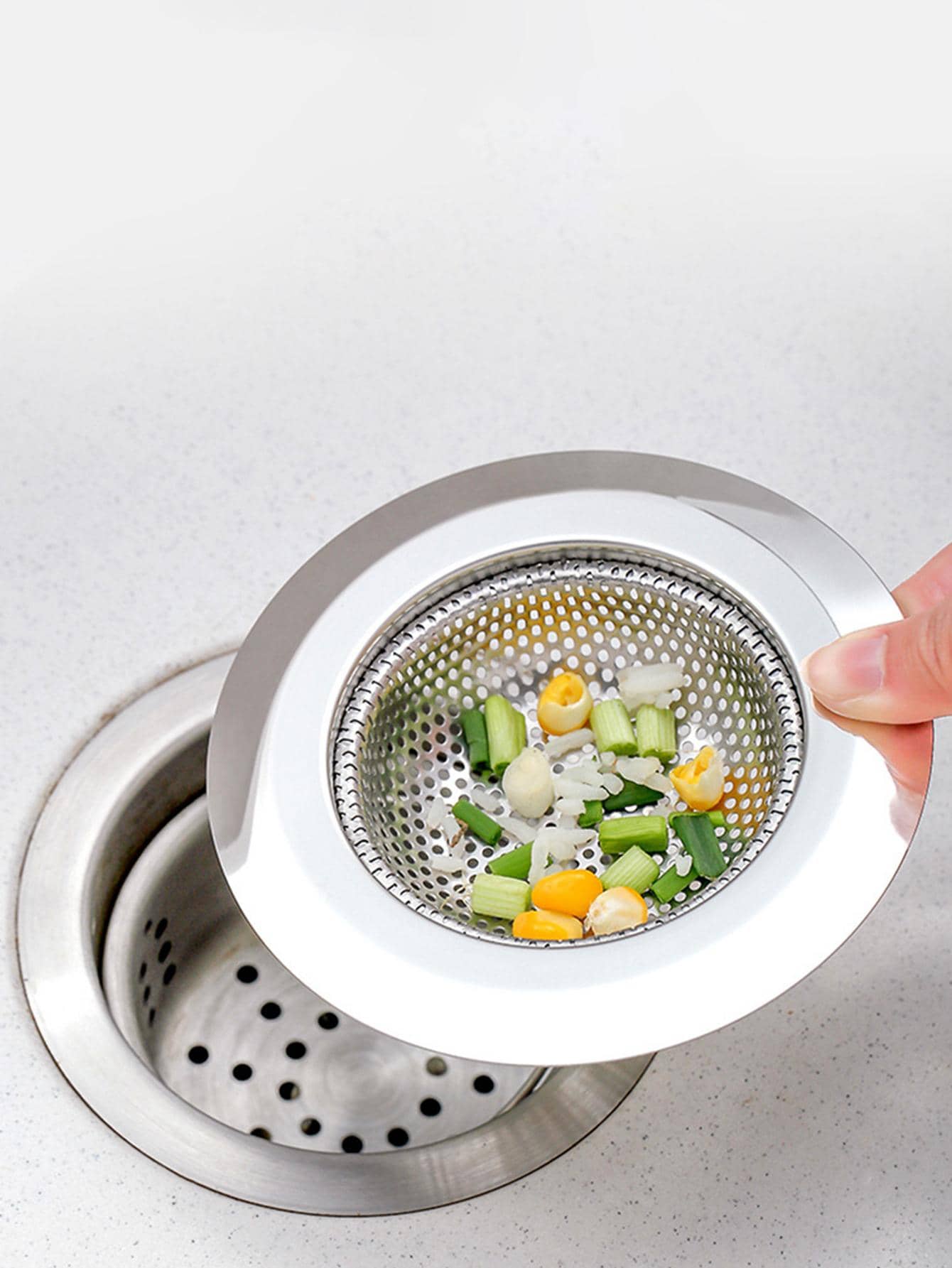1pc Stainless Steel Sink Filter, Minimalist Plain Sink Filter For Kitchen - Silver - View 1