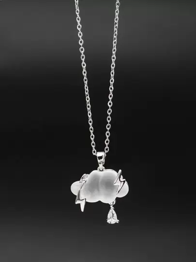 1入組時尚銅雲朵吊墜項鍊適合女士適用於約會禮物