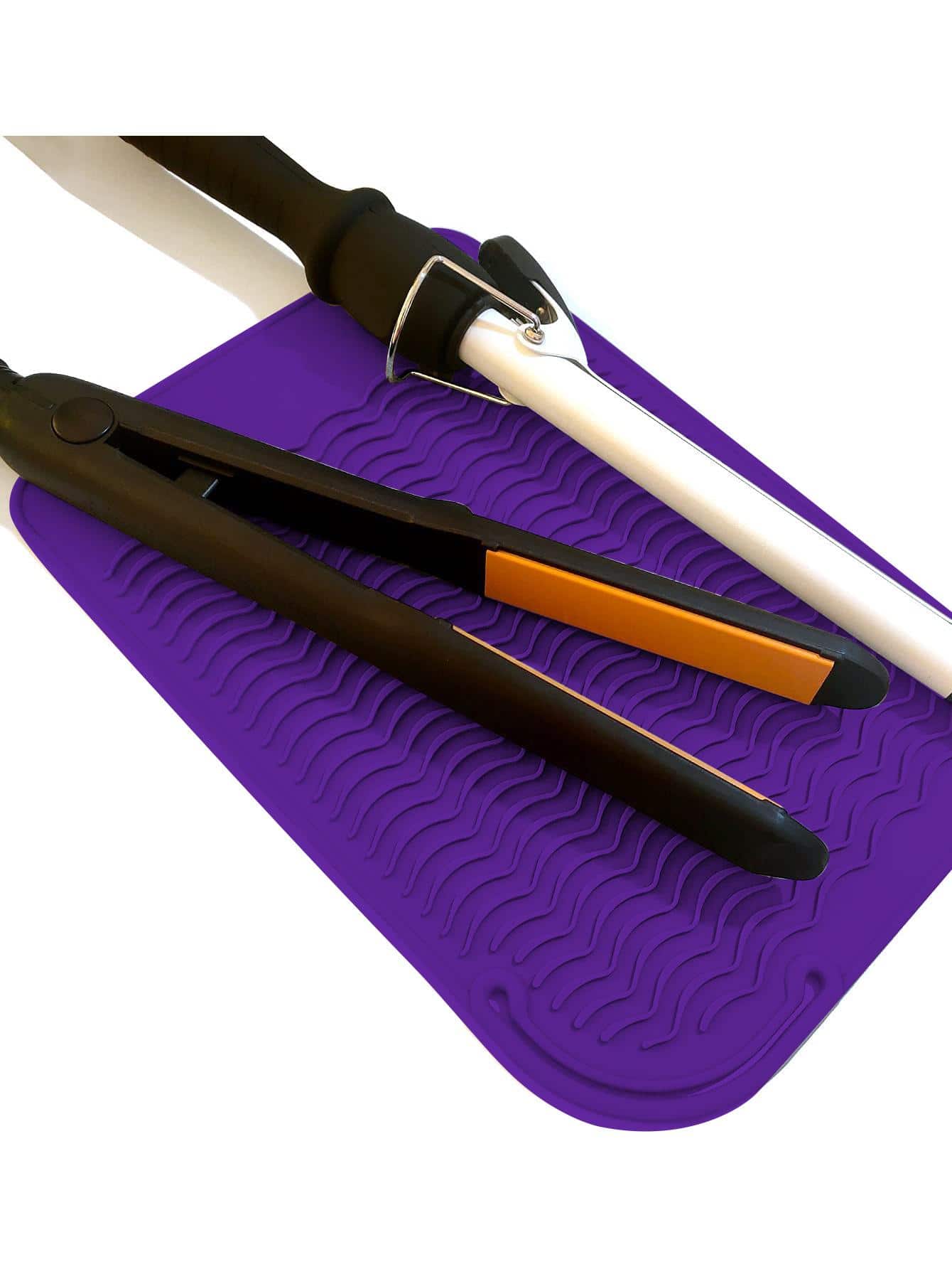 1 miếng đệm silicon, thảm chịu nhiệt màu trơn tối giản cho máy uốn sắt - Màu tím - Xem 1