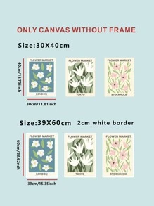 3入組/套化學纖維無框現代花和字母圖案家庭裝飾牆壁藝術繪畫 - 彩色 - 查看 5