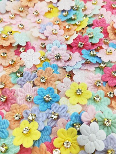 70 piezas Clips para el cabello con flores decoradas con rhinestones surtidos, decoración para ropa, zapatos y accesorios