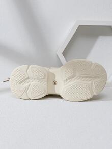 運動運動鞋適用於字母圖案前綁帶老爹鞋