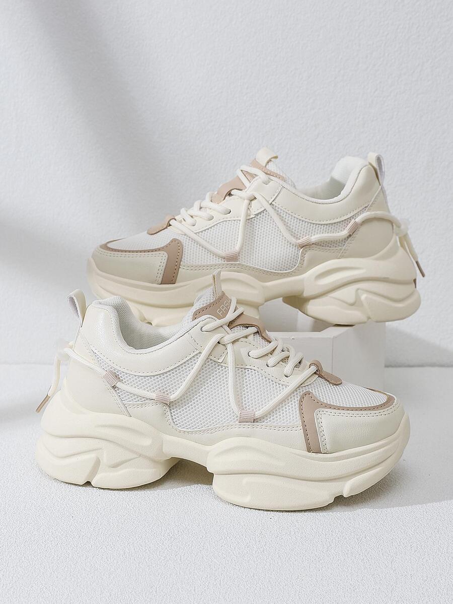 運動運動鞋適用於字母圖案前綁帶老爹鞋