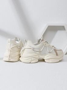 運動運動鞋適用於字母圖案前綁帶老爹鞋