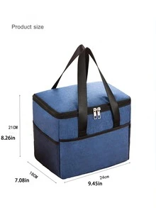1 Túi Đựng Đồ Du Lịch Di Động, Túi Làm Mát Cầm Tay Polyester Màu Xanh Navy Chống Nước Cho Gia Đình - Màu xanh hải quân - Xem 3