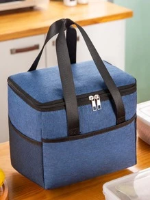 1 Túi Đựng Đồ Du Lịch Di Động, Túi Làm Mát Cầm Tay Polyester Màu Xanh Navy Chống Nước Cho Gia Đình - Màu xanh hải quân - Xem 1