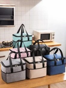 1 Túi Đựng Đồ Du Lịch Di Động, Túi Làm Mát Cầm Tay Polyester Màu Xanh Navy Chống Nước Cho Gia Đình - Màu xanh hải quân - Xem 2