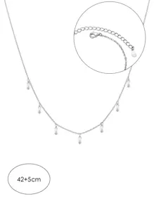 1 Bạc Thời Trang Đính Đá Cubic Zirconia Trang Trí Dây Chuyền Vòng Cổ Cho Nữ Trang Trí Hàng Ngày - Bạc - Xem 3