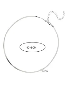 1 PC 925 Sterling Silver Chain Link Hip Hop Jewelry Italian 18K Gold Plated1.7mm Flat Herringbone Snake Chain Necklace For Men Women - Silver - View 6