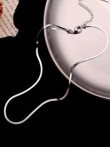 1 PC 925 Sterling Silver Chain Link Hip Hop Jewelry Italian 18K Gold Plated1.7mm Flat Herringbone Snake Chain Necklace For Men Women - Silver - View 5