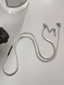 1 PC 925 Sterling Silver Chain Link Hip Hop Jewelry Italian 18K Gold Plated1.7mm Flat Herringbone Snake Chain Necklace For Men Women - Silver - View 3