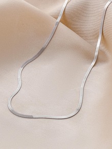 1 PC 925 Sterling Silver Chain Link Hip Hop Jewelry Italian 18K Gold Plated1.7mm Flat Herringbone Snake Chain Necklace For Men Women - Silver - View 4