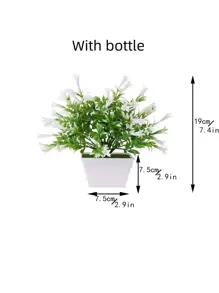 1入組人造盆栽綠植，搭配喇叭花，適用於家居裝飾