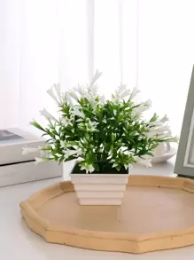 1入組人造盆栽綠植，搭配喇叭花，適用於家居裝飾