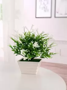 1入組人造盆栽綠植，搭配喇叭花，適用於家居裝飾